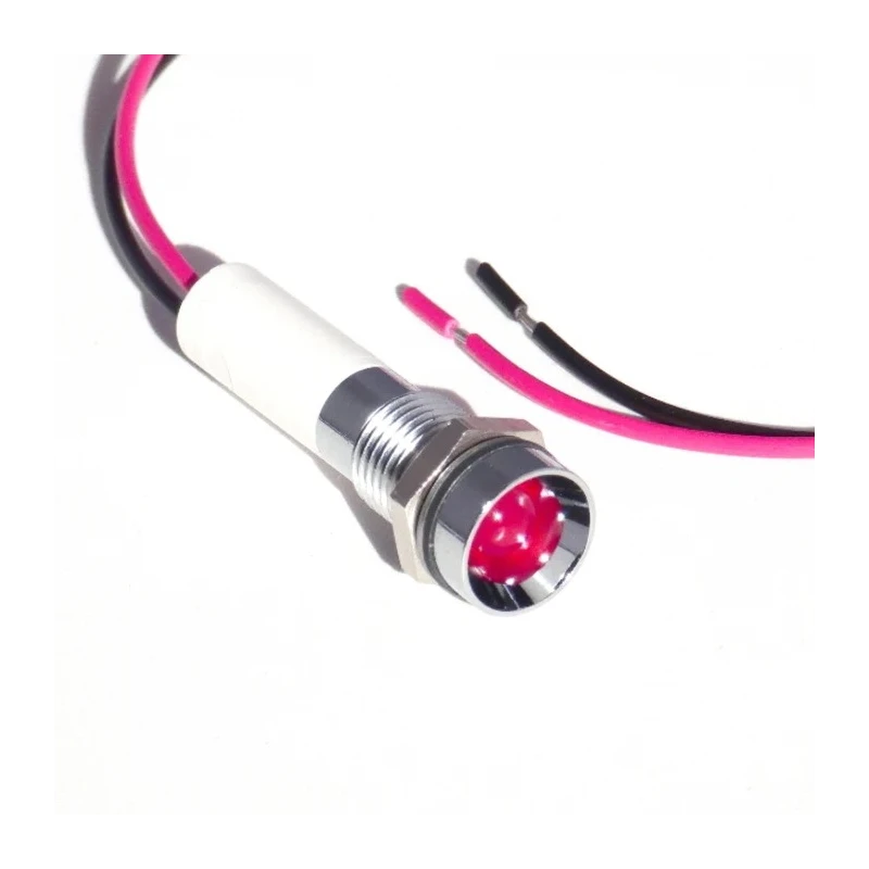 CML Innovative Technologies Recessed LED Indicator with Lead, Red Indicator, M8 Mount Hole, Wire Termination 19050253WEC