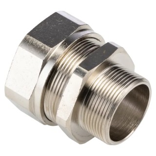 Kopex Cable Conduit Fitting Type C, Nickel Plated Brass, Metallic Finish, 32 mm Nominal Size, M32 Thread, IP66 SCBCM0606-RS