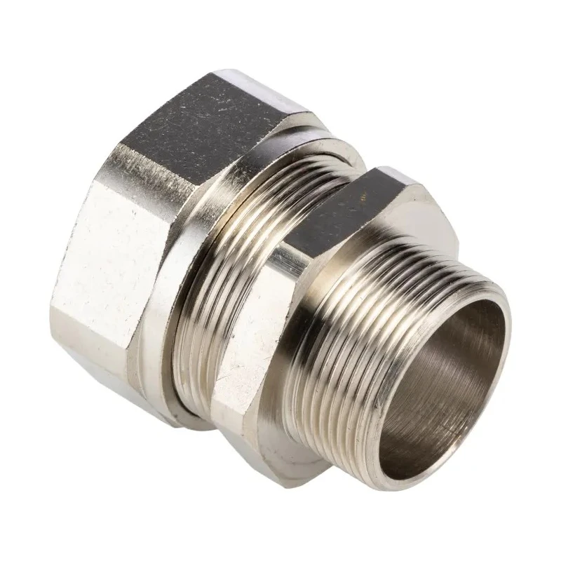 Kopex Cable Conduit Fitting Type C, Nickel Plated Brass, Metallic Finish, 32 mm Nominal Size, M32 Thread, IP66 SCBCM0606-RS