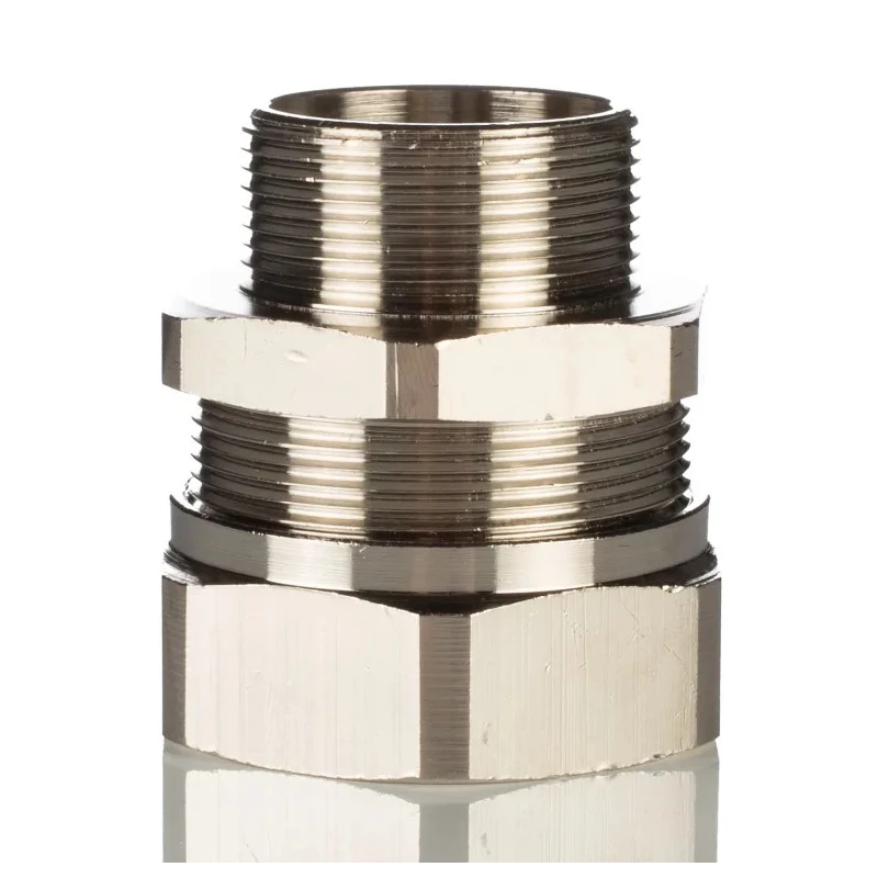 Kopex Cable Conduit Fitting Type C, Nickel Plated Brass, Metallic Finish, 32 mm Nominal Size, M32 Thread, IP66 SCBCM0606-RS