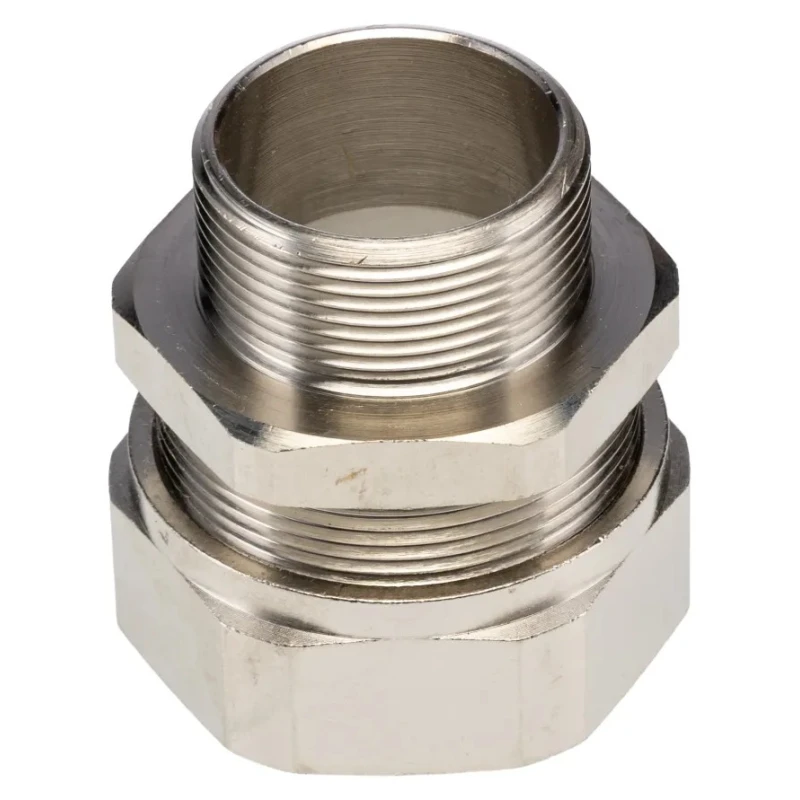 Kopex Cable Conduit Fitting Type C, Nickel Plated Brass, Metallic Finish, 32 mm Nominal Size, M32 Thread, IP66 SCBCM0606-RS