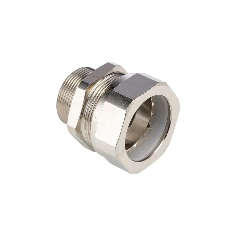 Kopex Cable Conduit Fitting Type C, Nickel Plated Brass, Metallic Finish, 32 mm Nominal Size, M32 Thread, IP66 SCBCM0606-RS