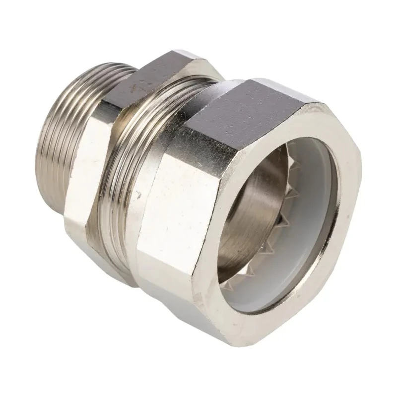 Kopex Cable Conduit Fitting Type C, Nickel Plated Brass, Metallic Finish, 32 mm Nominal Size, M32 Thread, IP66 SCBCM0606-RS