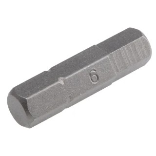 RS PRO Hex Screwdriver Bit 0.25 mm Drive Size, 6 mm Head Size, Chrome Vanadium Steel, 25 mm Overall Length 619-008