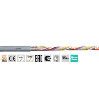 Igus chainflex CF240 Screened Data Cable 4 Cores 0.25mm² 23 AWG PVC Jacket Grey 100m CF240