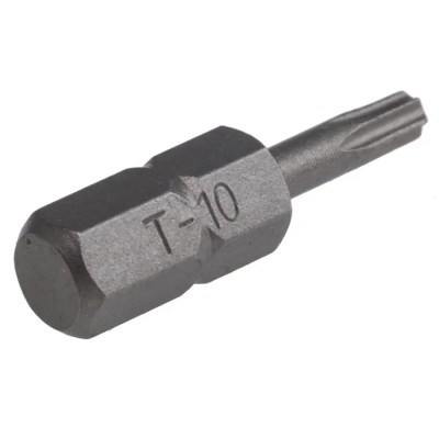 RS PRO Screwdriver Bit, 6.35 mm Hex Drive, T10 Tip, 25 mm Overall Length, Chrome Molybdenum Steel 619-711