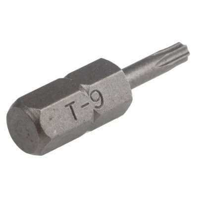 RS PRO Screwdriver Bit, 6.35 mm Hex Drive Size, T9 Tip, 25 mm Overall Length, Chrome Vanadium Steel 619-705