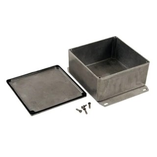 Hammond Flanged 1590 Series Die Cast Aluminium Enclosure IP65, Natural Lid, 59 mm x 120 mm x 120 mm 1590WUF