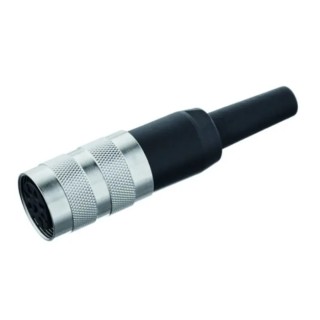 Amphenol Industrial T3-4 6 Pole Straight M16 DIN Connector, 300V, 5A, IP40, Screw Coupling, Female Contact, Brass T3401002U