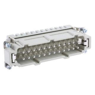HARTING Heavy Duty Power Connector Insert, Han ES Series Male, 16A Current Rating, 500V, 24 Contacts, IP65, Model 09330242616