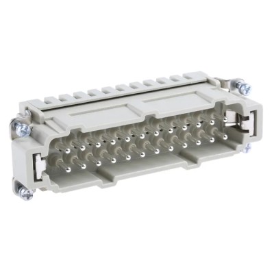 HARTING Heavy Duty Power Connector Insert, Han ES Series Male, 16A Current Rating, 500V, 24 Contacts, IP65, Model 09330242616