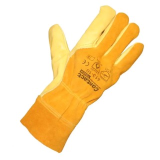 Liscombe Yellow Leather Work Gloves Size 10, Leather Coating 413-10
