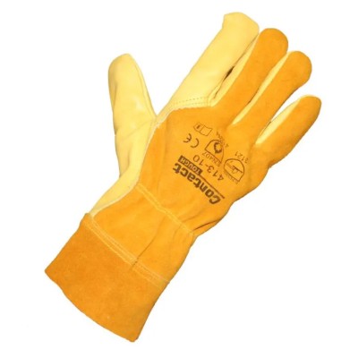Liscombe Yellow Leather Work Gloves Size 10, Leather Coating 413-10