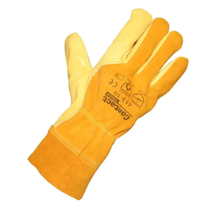 Liscombe Yellow Leather Work Gloves Size 10, Leather Coating 413-10