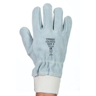 Tornado Colossus Grey Leather Work Gloves Size 8 Cut Resistant with Aramid Lining TC1-08