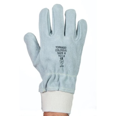 Tornado Colossus Grey Leather Work Gloves Size 8 Cut Resistant with Aramid Lining TC1-08