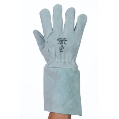 Tornado Combat Plus Grey Leather Heavy Handling Gloves Size 11 Leather Coating TCB01P-11