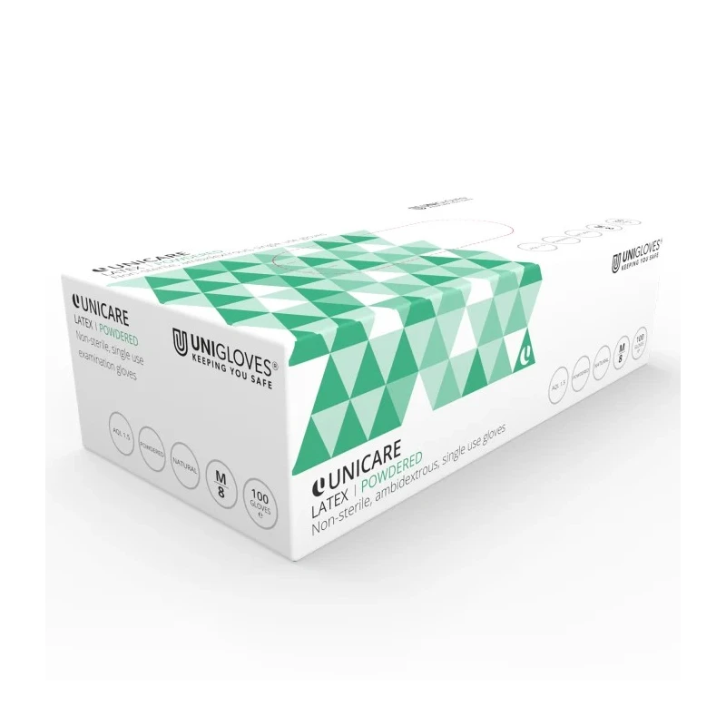 Unigloves Natural Powdered Latex Disposable Gloves Food Safe 0.1 mm Thickness Size XS GS0021