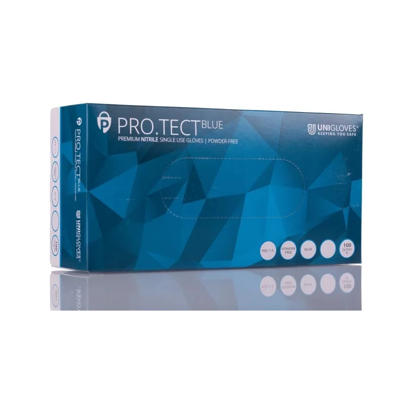 Unigloves Blue Nitrile Disposable Gloves Medical Powder-Free Food Safe 0.09 mm GU0042