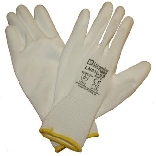 Liscombe White Polyamide Work Gloves Size 10 Polyurethane Coating LN610-10