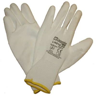 Liscombe White Polyamide Work Gloves Size 10 Polyurethane Coating LN610-10