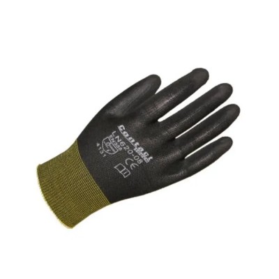 Liscombe Black Nylon Work Gloves Size 7 Polyurethane Coating LN620-07