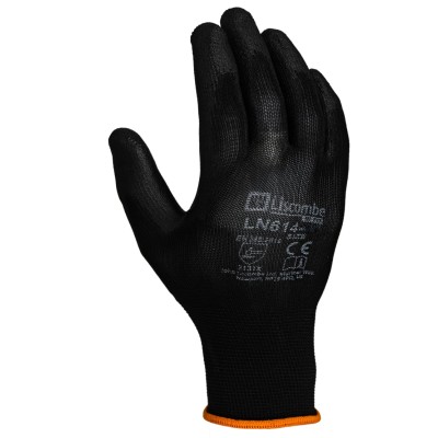 Liscombe Black Polyamide Work Gloves Size 7 with Polyurethane Coating LN614-07