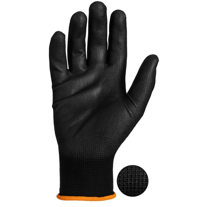 Liscombe Black Polyamide Work Gloves Size 8 Polyurethane Coating LN614-08