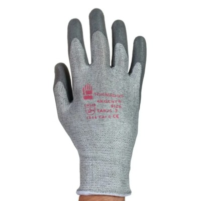 Tornado Cut Resistant Work Gloves Grey Yarn Lining Polyurethane Coating Size 9 TAR25-09