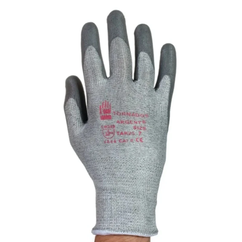 Tornado Cut Resistant Work Gloves Grey Yarn Lining Polyurethane Coating Size 9 TAR25-09