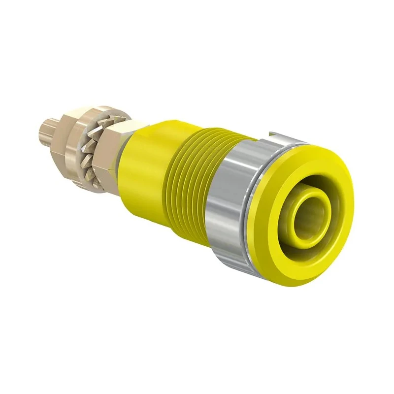 Staubli Yellow Female Banana Socket 4 mm Connector Solder Termination 1kV 32A Gold Plating 23.3020-24
