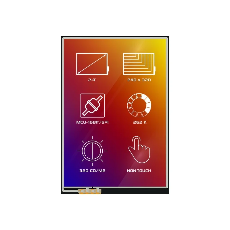 4D Systems TFT LCD Display, 60.96 mm Diagonal, 240 x 320 Pixel, SPI Interface, LED Backlight 4DLCD-24320240-IPS