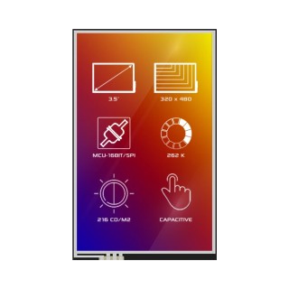 4D Systems TFT LCD Display Touch Screen 88.9 mm Diagonal, 320 x 480 Pixel Resolution 4DLCD-35480320-CTP-IPS