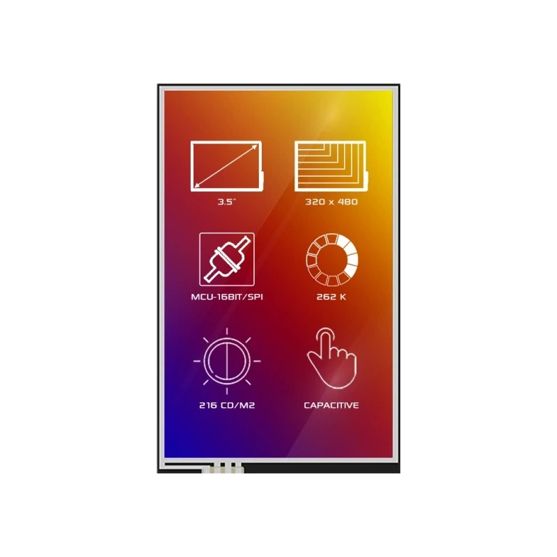 4D Systems TFT LCD Display Touch Screen 88.9 mm Diagonal, 320 x 480 Pixel Resolution 4DLCD-35480320-CTP-IPS