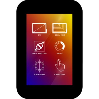 4D Systems TFT LCD Display Touch Screen, 88.9 mm Diagonal, 320 x 480 pixel, Capacitive Touch, SPI 4DLCD-35480320-CTP-CLB-IPS