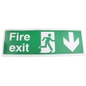 RS PRO Vinyl Fire Exit Sign, English Text, Self-Adhesive, Vinyl Material, 150mm x 450mm 231-4468