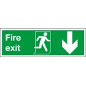 RS PRO Vinyl Fire Exit Sign, English Text, Self-Adhesive, Vinyl Material, 150mm x 450mm 231-4468