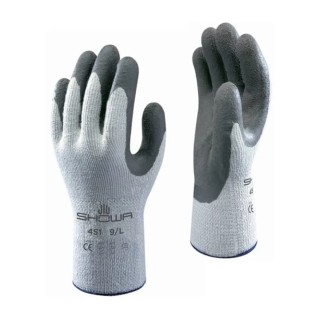 Showa Grey Polyester Cotton Fibre Gloves Size 10 Latex Coating SHO451