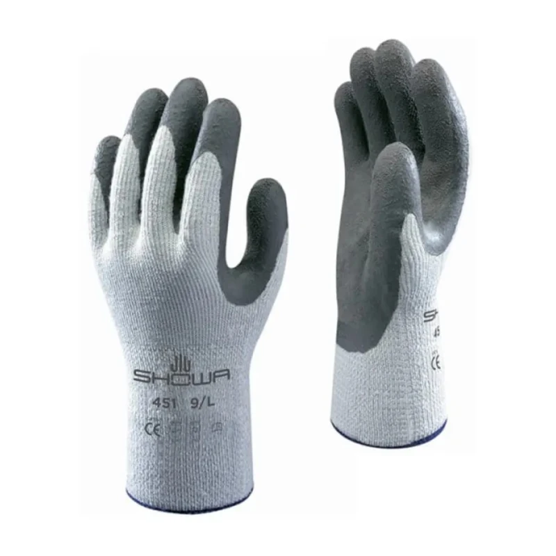 Showa Grey Polyester Cotton Fibre Gloves Size 10 Latex Coating SHO451