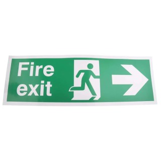 RS PRO Polyethylene Terephthalate FIRE EXIT Sign, Self-Adhesive, English, 450mm x 150mm, Model 231-4452