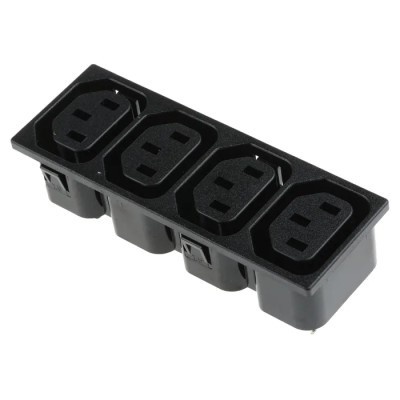Bulgin C13 x4 Straight Snap-in IEC Connector 250V Male 10A PX0714/4/15/28