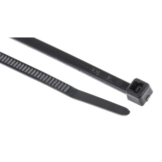 HellermannTyton Cable Tie, Inside Serrated, 198 mm Length x 3.5 mm Width, Black Polyamide 66 111-03460 T30L-PA66W-BK