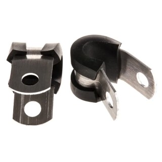 HellermannTyton P-Clip 6.4 mm Closed Inside Diameter Black and Natural Rubber Coating Aluminium 211-15060 ALU6C-AL/CR-BK