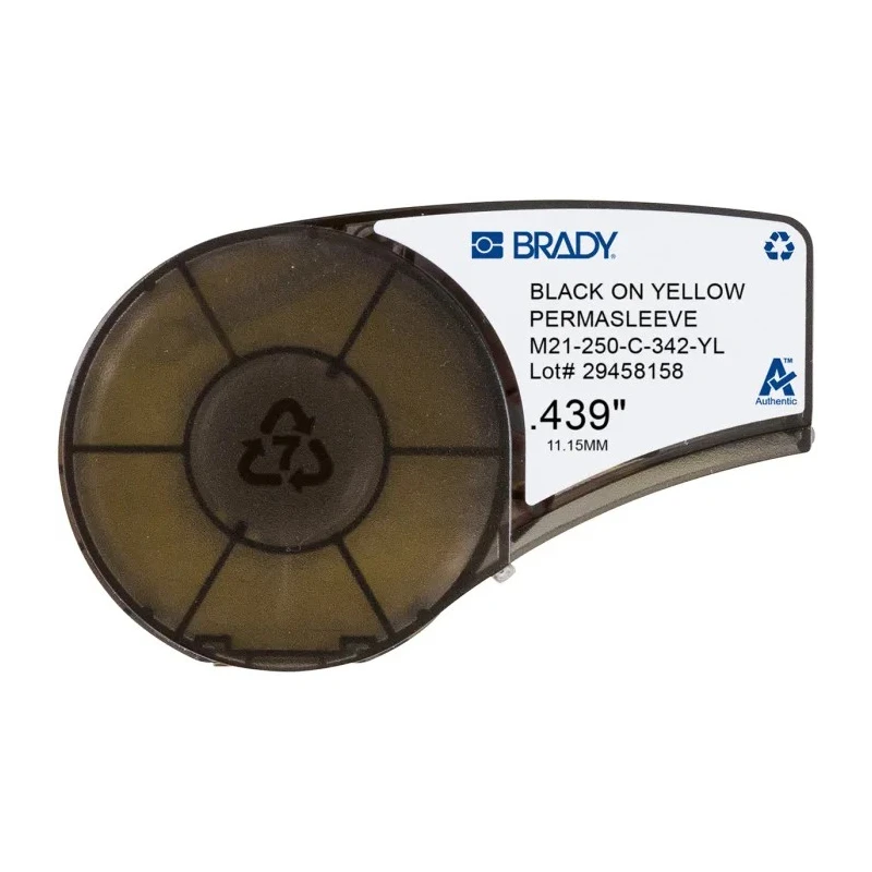 Brady R4300 Heat Shrink Cable Marker Black on Yellow, 5.5mm to 2.4mm Cable Diameter, 2.13m Length M21-250-C-342-YL