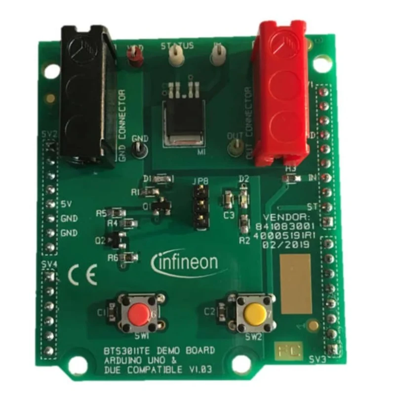 Infineon Arduino Compatible DEMOBOARD with 1-Channel Low-Side Switch , Evaluation Board, 5V/12V Power Compatible BTS3011TE