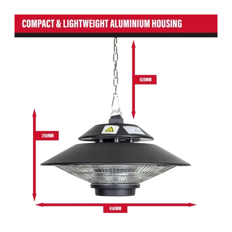 SIP 1.5 kW Infrared Heater, Ceiling Mount, 230V AC, On-Off Switch, BS1363 Plug, Model BS1363