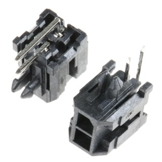 Molex Micro-Fit 3.0 Series Right Angle Through Hole PCB Header, 2 Contacts, 3 mm Pitch, 2 Row, Shrouded 43045-0200