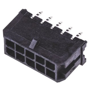 Molex Micro-Fit 3.0 Series Straight Through Hole PCB Header, 10 Contacts, 3 mm Pitch, 2 Row, Shrouded 43045-1012