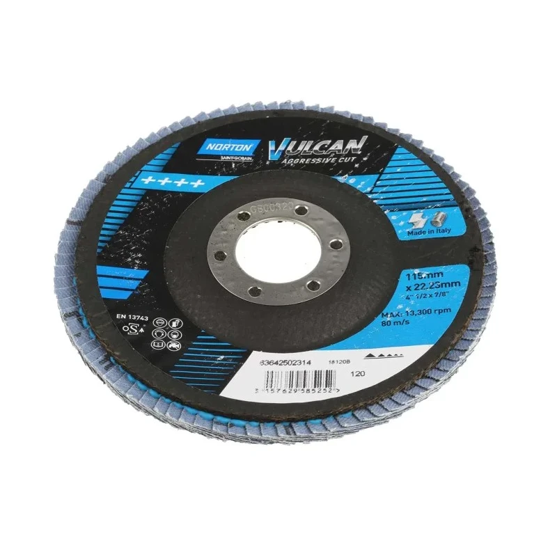 Norton Zirconium Oxide Abrasive Disc Flap Disc 115 mm Fine Grade P120 Grit 63642502314