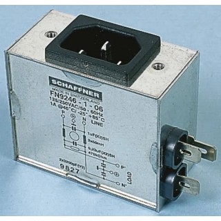 Schaffner Panel Mount IEC Filter Male 250V AC 20A Faston FN9246-20-06